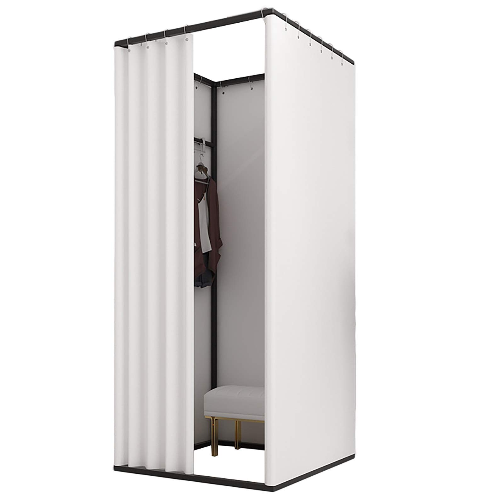 Clothing Store Fitting Room, Fitting Room Fitting Room Changing Room with Metal Frame Shelf,Simple Removable Locker Room for Clothing Store,White Thick Linen Cloth Fitting Room Dressing room