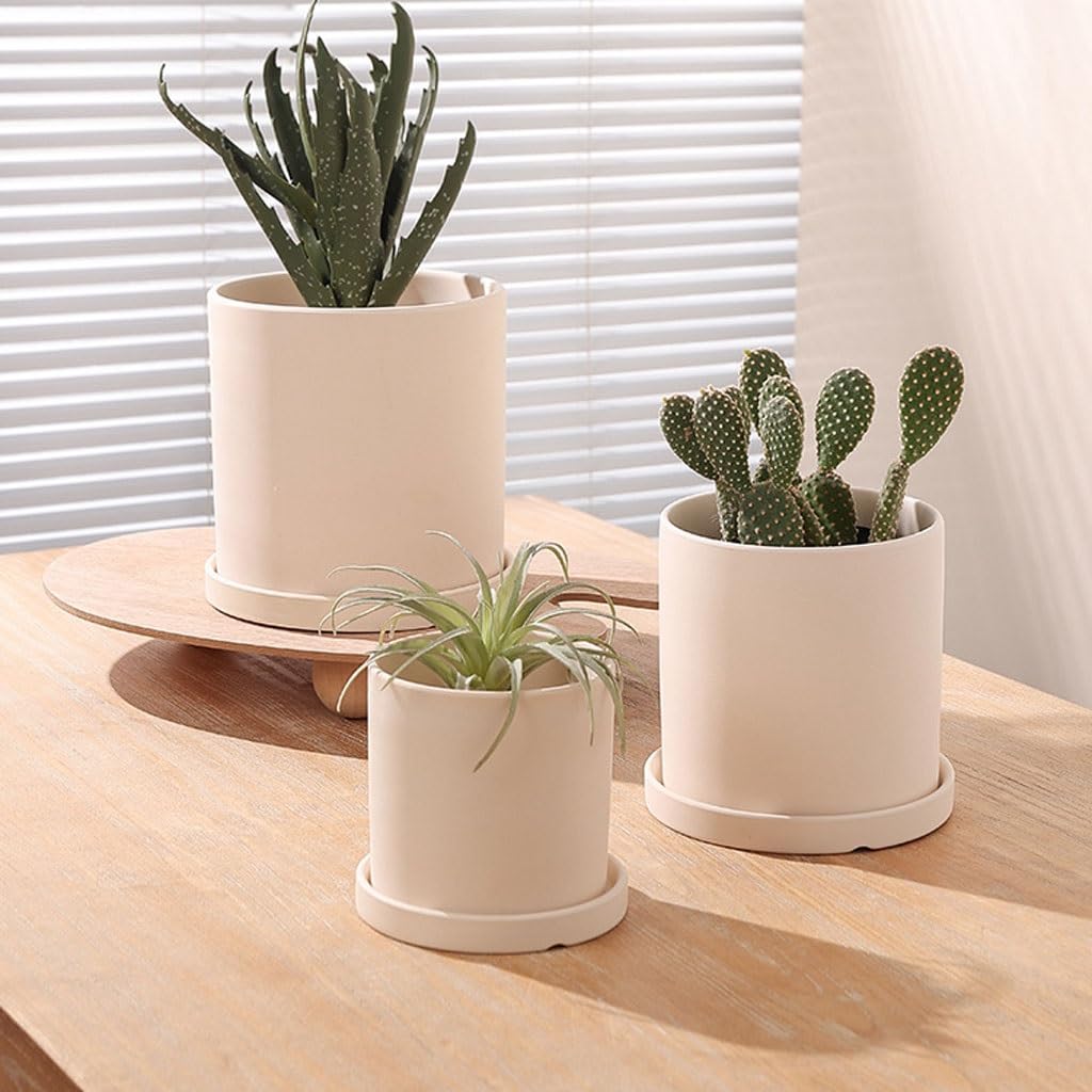 LAPADULA Pflanzentöpfe Home Luxus Dekoration Keramik Blumentöpfe Runde Blumentöpfe Moderner minimalistischer Stil Keramik Blumentöpfe mit Entwässerungslöchern Pflanzgefäße