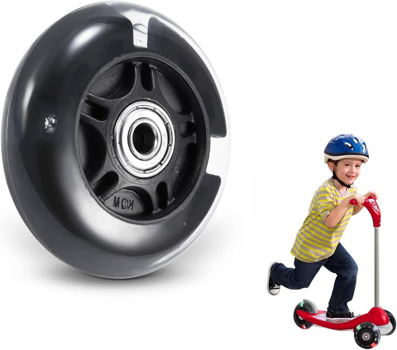 DEECOZY Scooter Replacement Wheels - Led Flash, 80MM, Maxi Micro Skate Wheels With Rear Roller Lights, ABEC-7 Bearings