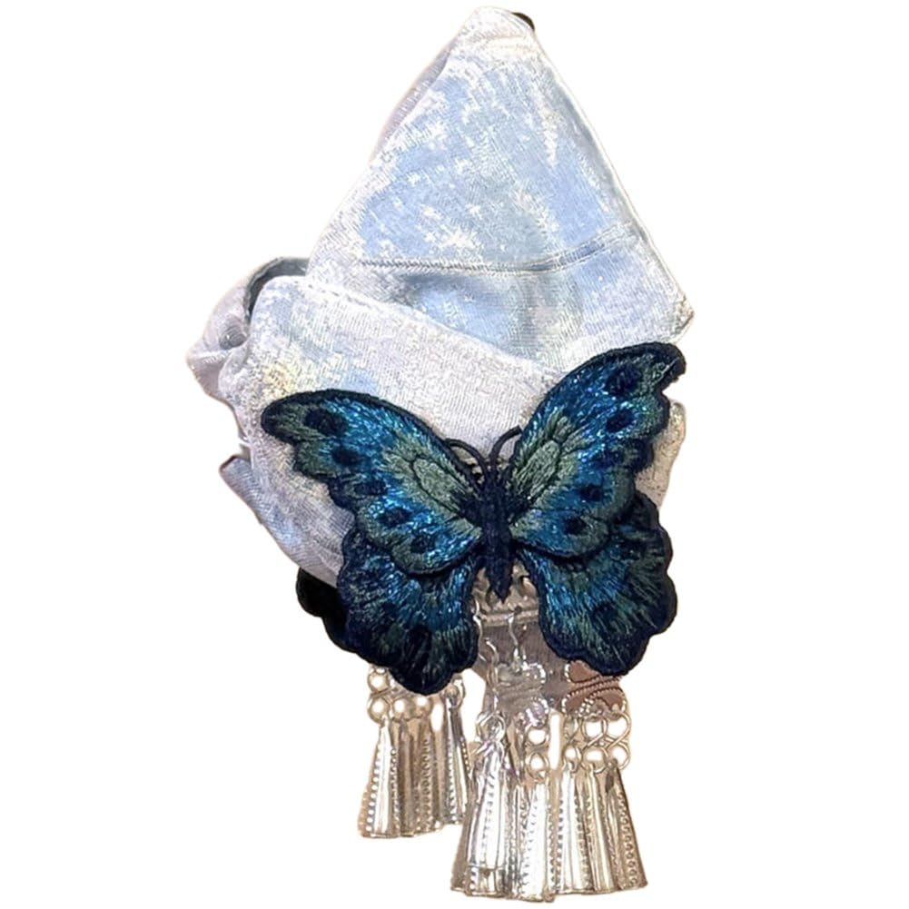 Sslvya Chinese Triangular Hair Claw Clips with Embroidered Butterfly Strong Hold Hair Barrette for Wedding Styling Accessories