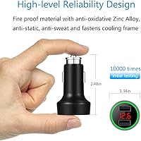 Vista 2 de PALUMMA Cargador de coche USB dual de 24 W/4.8 A, salida de 12 V a USB con encendedor de cigarrillos Medidor de voltaje Pantalla LED/LCD Batería