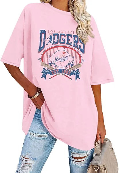 Baseball Shirts for Women Oversized Game Day Sports Fan Shirt Baseball Mama Casual Short Sleeve Tee