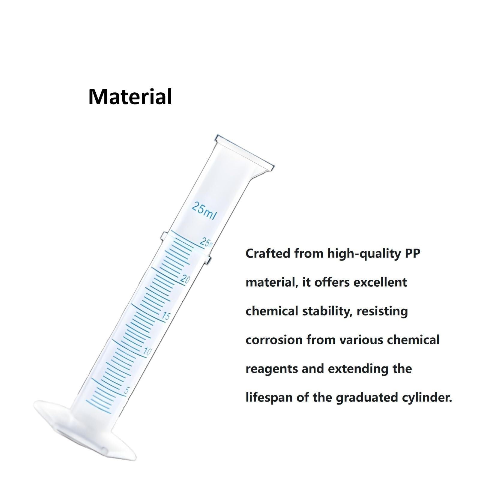 Probeta de Laboratorio para Ciencias, Cilindros graduados de plástico de 25 ml y 50 ml, Paquete Transparente de 6(50ML)