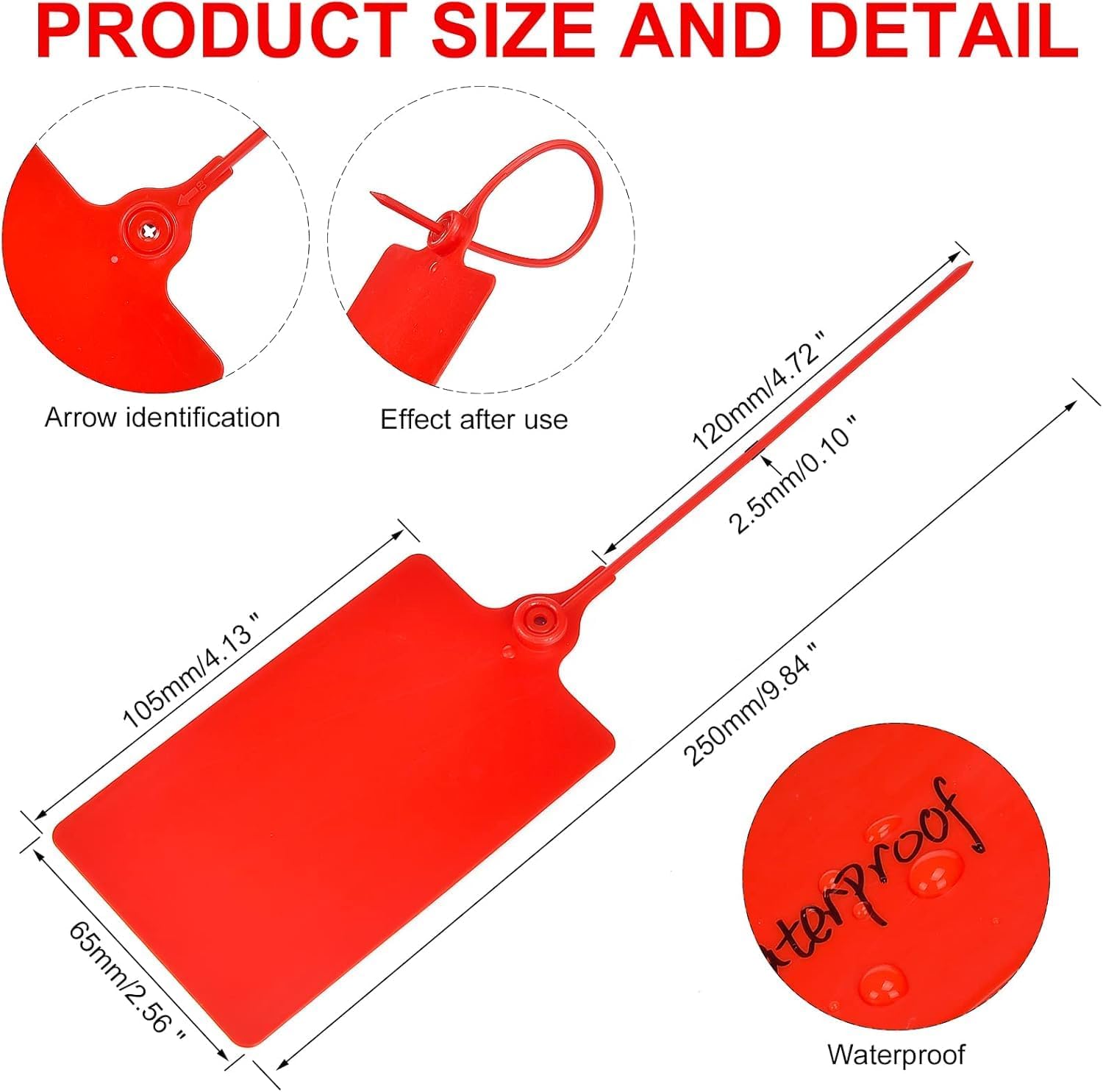 25 Pcs Durable Plastic Shipping Tags with Marker Pen Security Seals Sticker Labels,Waterproof Blank Luggage Tag for Packages, Logistics, Inventory, Travel(Red,25pcs) - Image 2