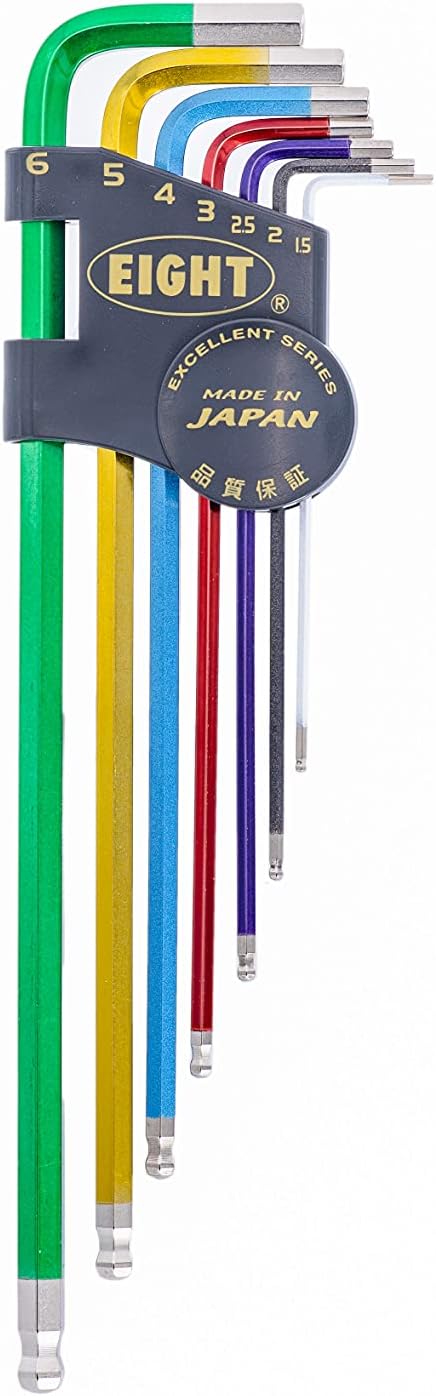 Eight Taper Head Hex Wrench Set, Made in Japan, Takumi EX Long, 7 Piece Set, Silver, 0.2, 0.2, 0.2, 0.06, 0.06, 0.06 inches (6, 5, 4, 3, 2.5, 2, 1.5 mm)