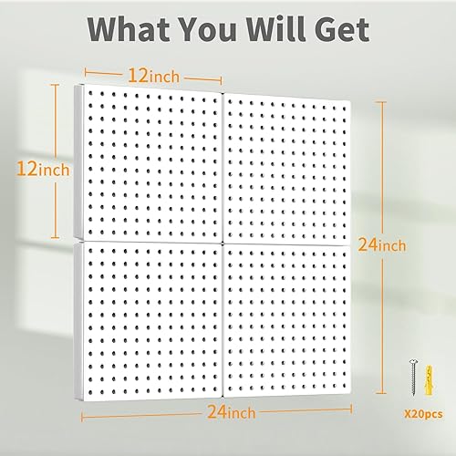 Miniatura 9 de FZK Tablero de clavijas, kit organizador de pared de 74 piezas de metal. Tablero de clavijas resistente, tableros de clavijas, tablero de clavijas
