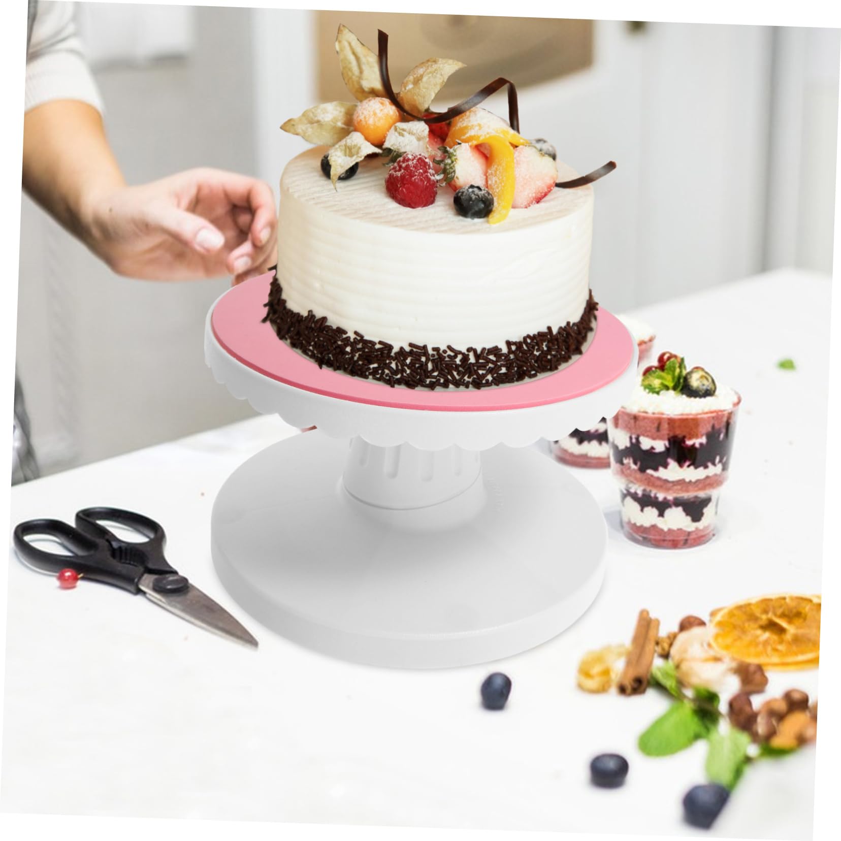 Plateau Tournant à Gâteau 10 Pouces en Plastique Rose