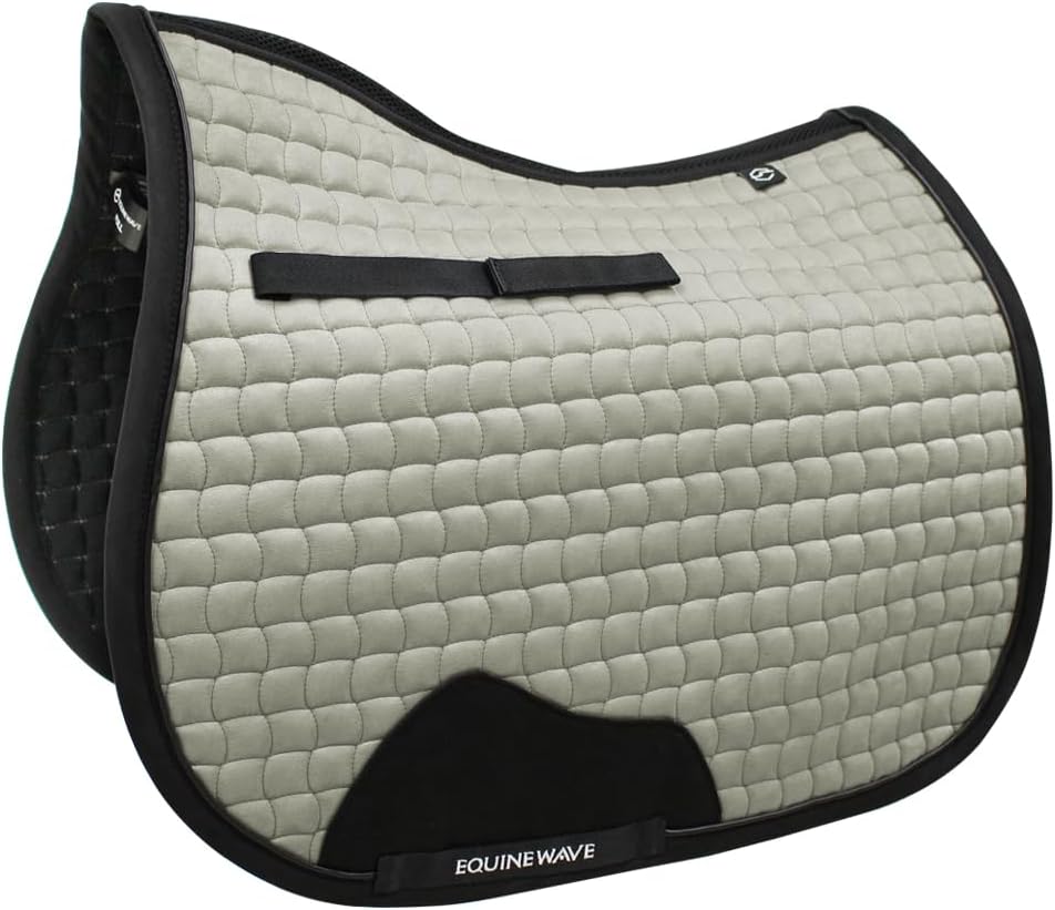EQUINEWAVE Aria Soft Suede Jump Saddle Pad – Breathable Moisture-Wicking Lining, Shock-Absorbing Cushion, Contoured Spine, English All Purpose Saddle Pad