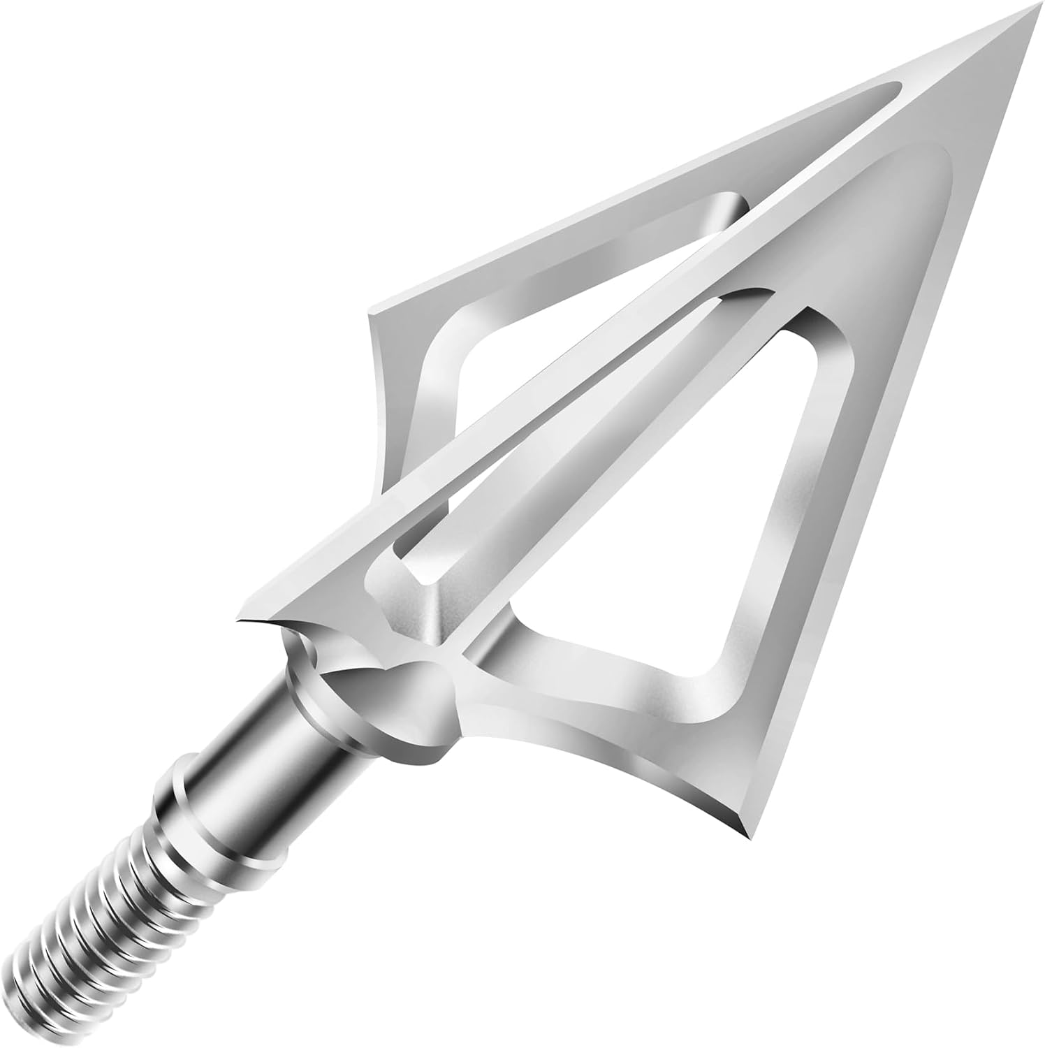 6 Pack Hunting Broadhead 100 Grain 420 Stainless Steel Fixed Blade Broadhead Archery Arrow Tips Crossbow Broadheads for Crossbow and Compound Bow