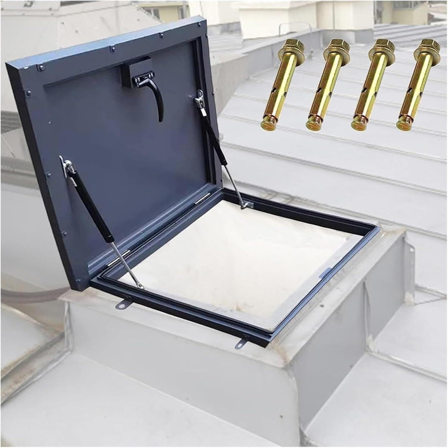 VUIKLCty Metal Attic Skylight Cover, Roof Hatch Cover, 90 ° Rotating Handle Lock, Manhole/cellar Exit Cover(95 * 95cm)