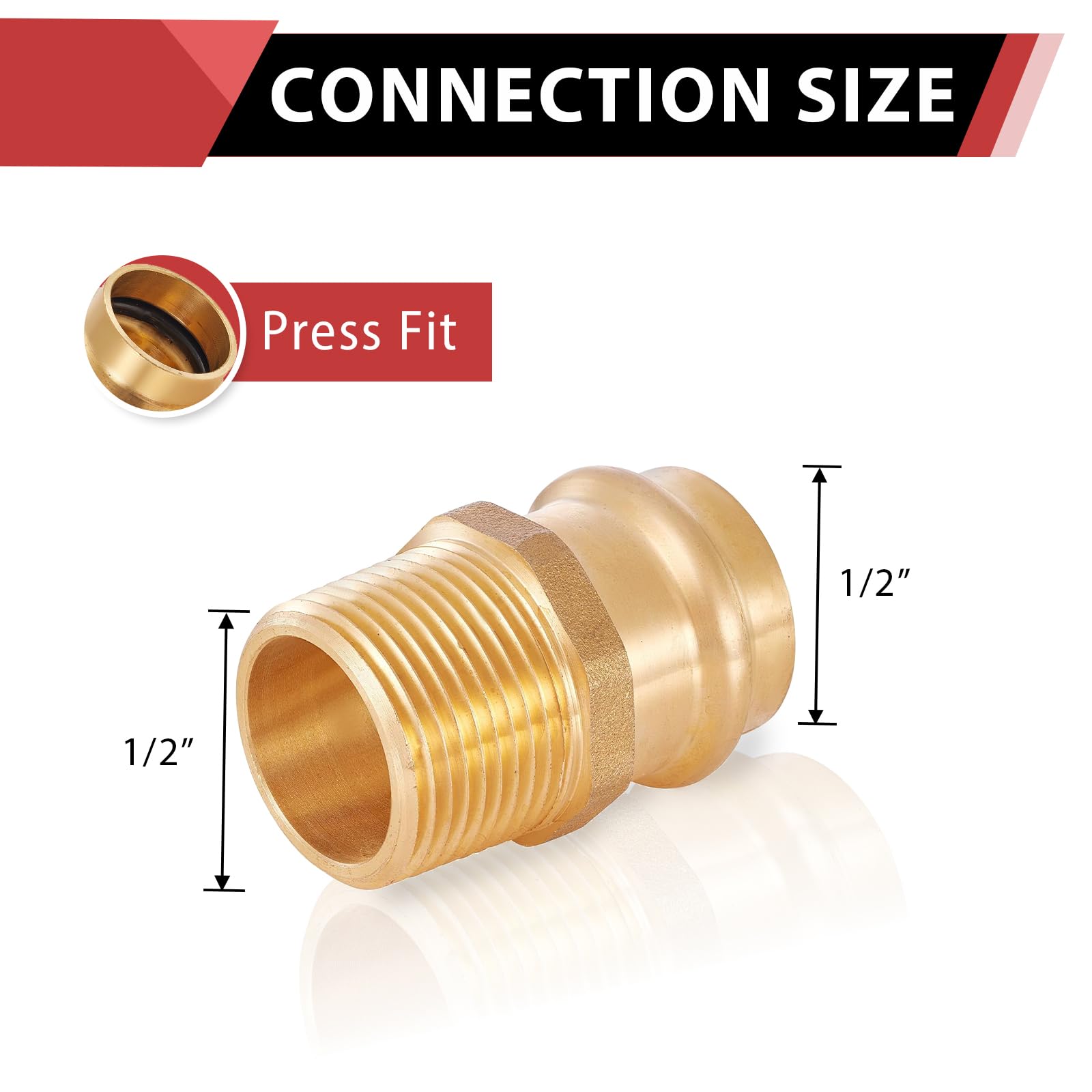EFIELD - 5 adaptadores de prensa de cobre, prensa de cobre de 1/2 pulgada x 1.3 cm MNPT | LF - Hecho de latón, para agua portátil PEX1807348(5)