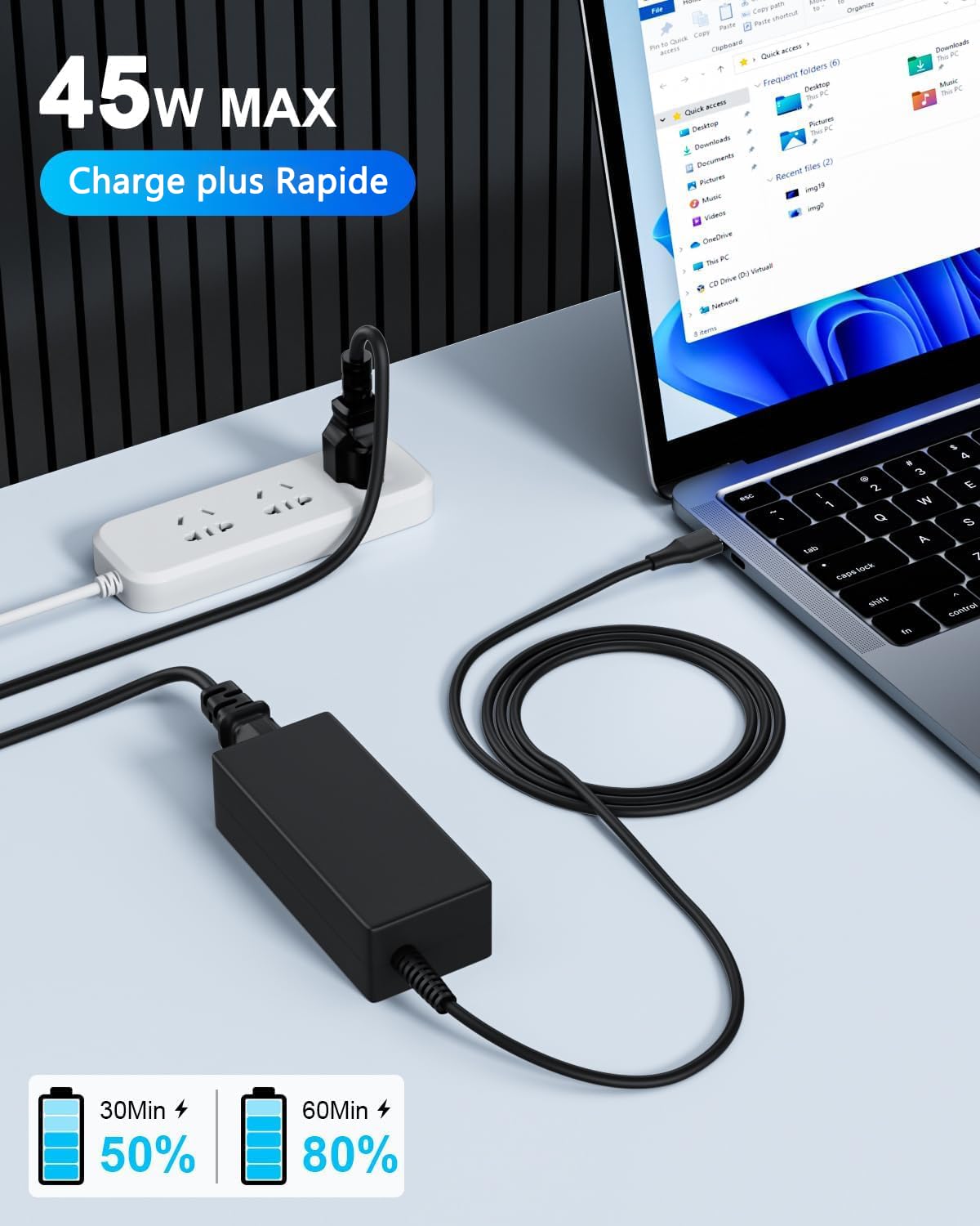 Chargeur Chromebook 45W USB-C Universel pour HP Dell Lenovo Acer ASUS Google