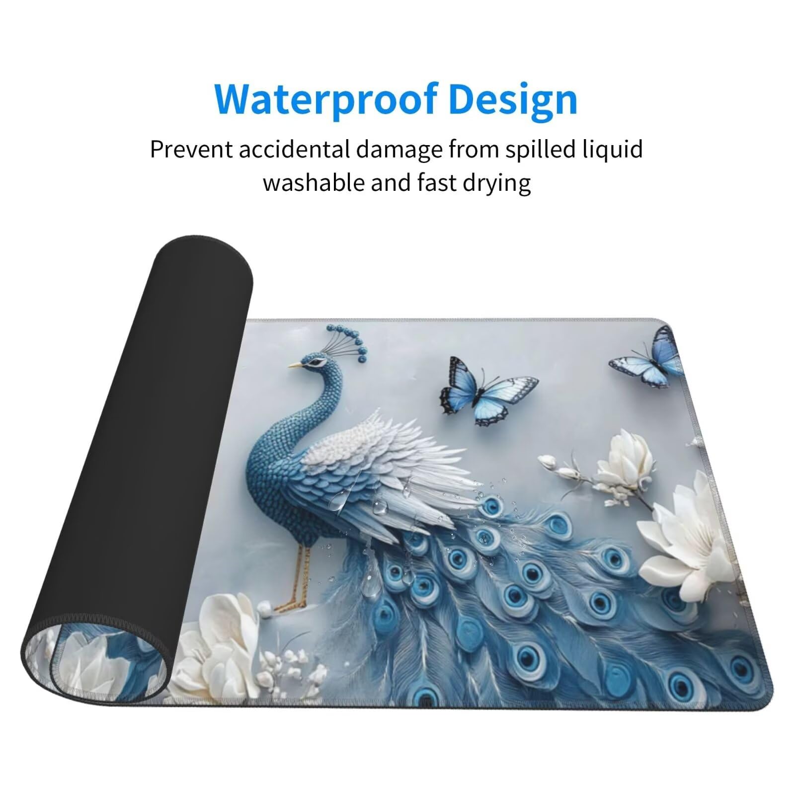 Podkładka pod mysz dla par XXL paw mata na biurko 1600 x 800 x 3 mm zmywalna podkładka do gier do laptopa, z antypoślizgową gumową podkładką dla graczy, PC, pracowników biurowych Y523