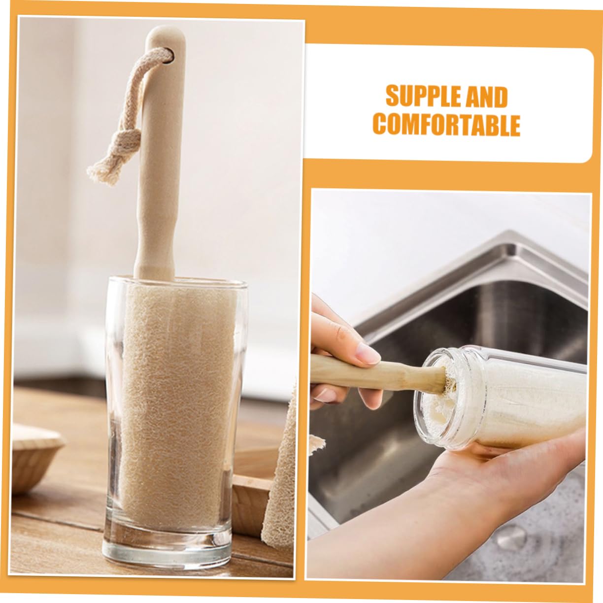IMIKEYA 3 Set Spazzola Per La Pulizia Della Luffa Spazzola Per La Pulizia Delle Pentole Scovolino Da Cucina Detergente Per Bottiglie D'acqua Spazzola Da Cucina Di Legno Beige 3 Pezzi * 3