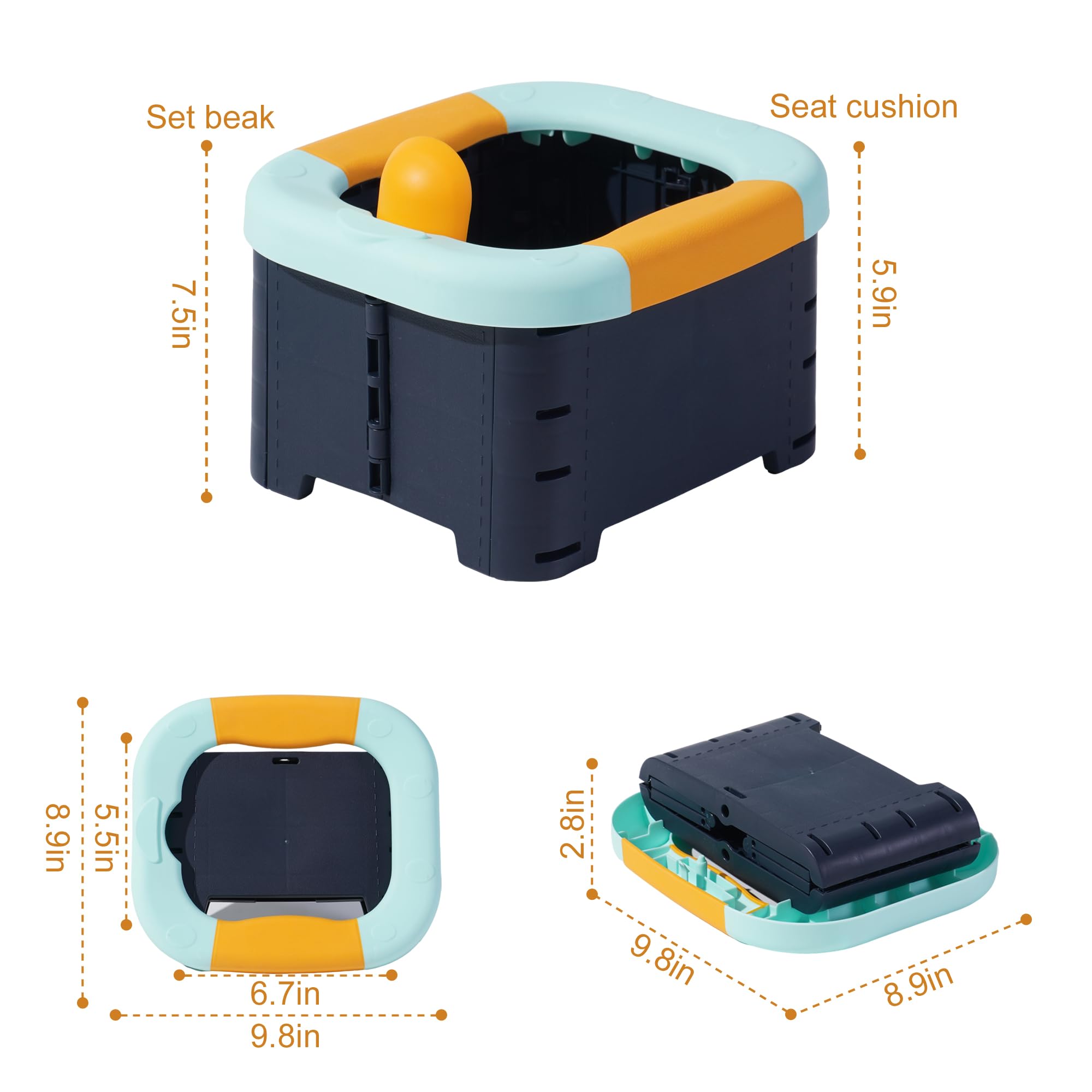 Orinal portátil para niños pequeños, plegable, orinal de viaje para niños y niñas, inodoros de emergencia para coche, al aire libre, camping e interior con bolsa de almacenamiento (azul