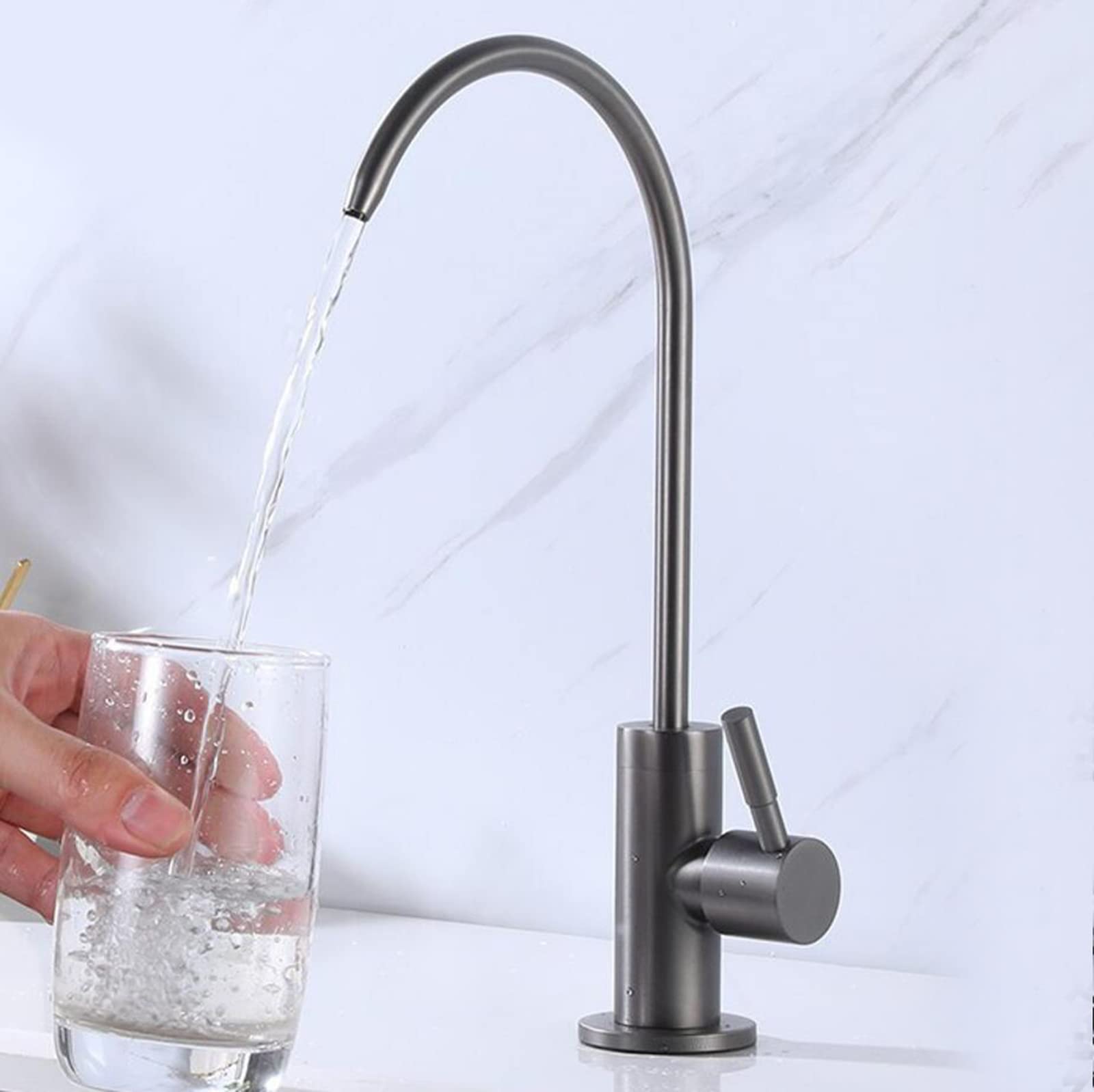 TTDGYYXW Grifo con Filtro de Agua, grifos para Fregadero de Cocina 360, Grifo de Agua Potable fría Individual, grifos para Fregadero de Cocina, Gris
