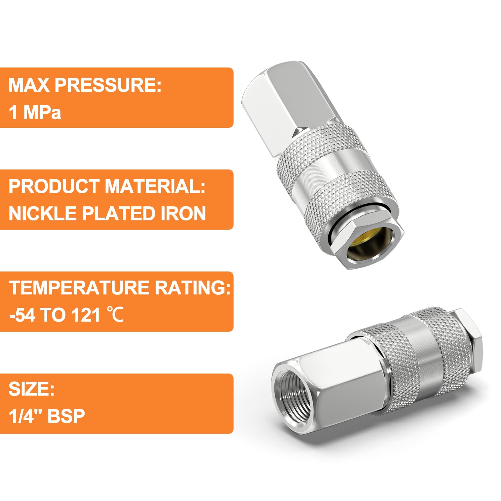 GASHER 5PCS 1/4 Inch Air Line Connectors, 1/4" BSP Female Thread Euro Airline Hose Compressor Fittings - Image 4