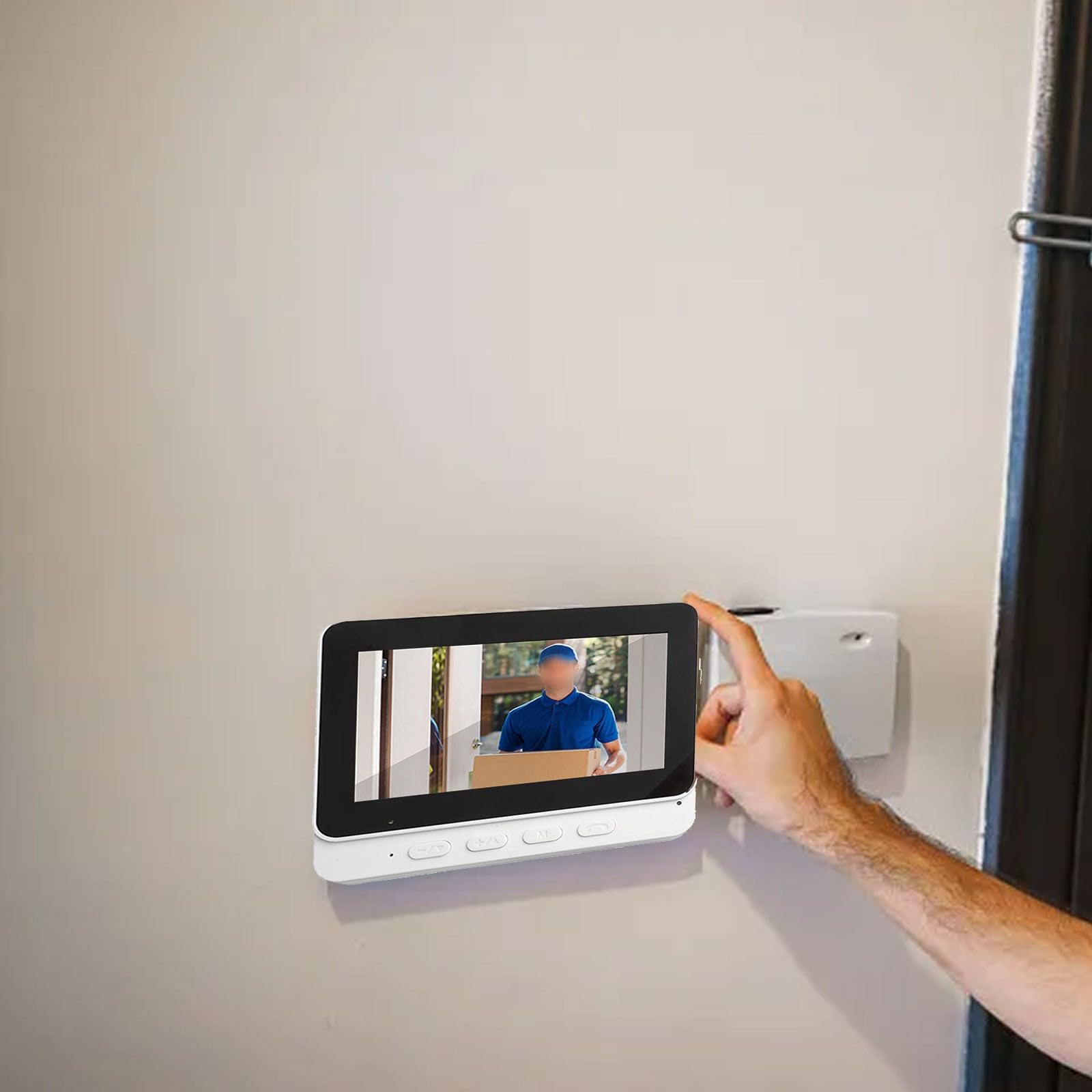 Campanello per video intelligente con display da 4,3 pollici, citofono wireless con telecamera HD bidirezionale per kit di sicurezza domestica alimentato audio nero (bianco)