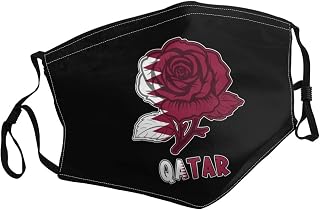 Qatar Qatari Flag Rose Flower Face Mask Breathable Balaclavas Adjustable Washable Masks