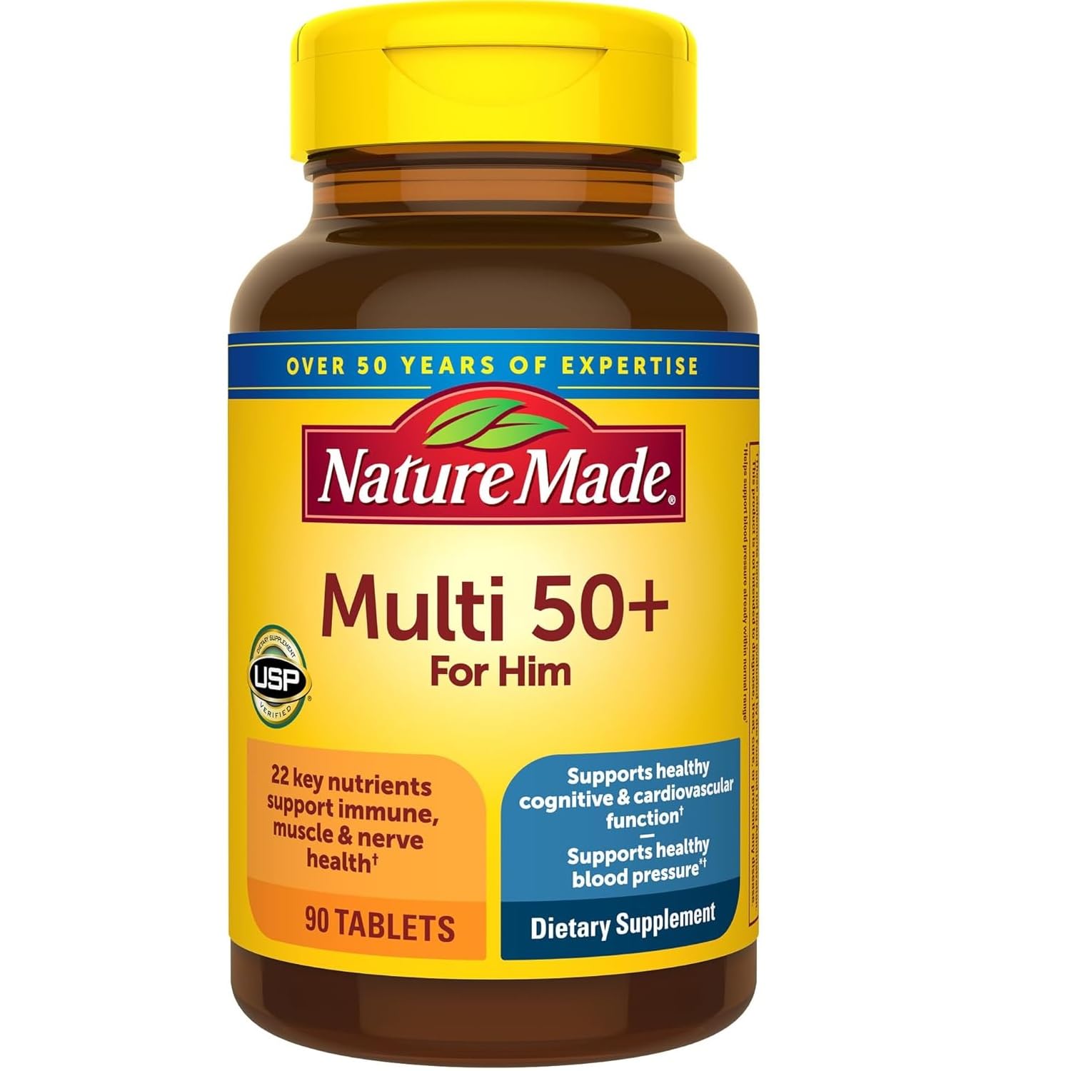 Nature Made Multi for Him 50+ Dietary Supplement Tablets 90 ea (Pack of 4)
