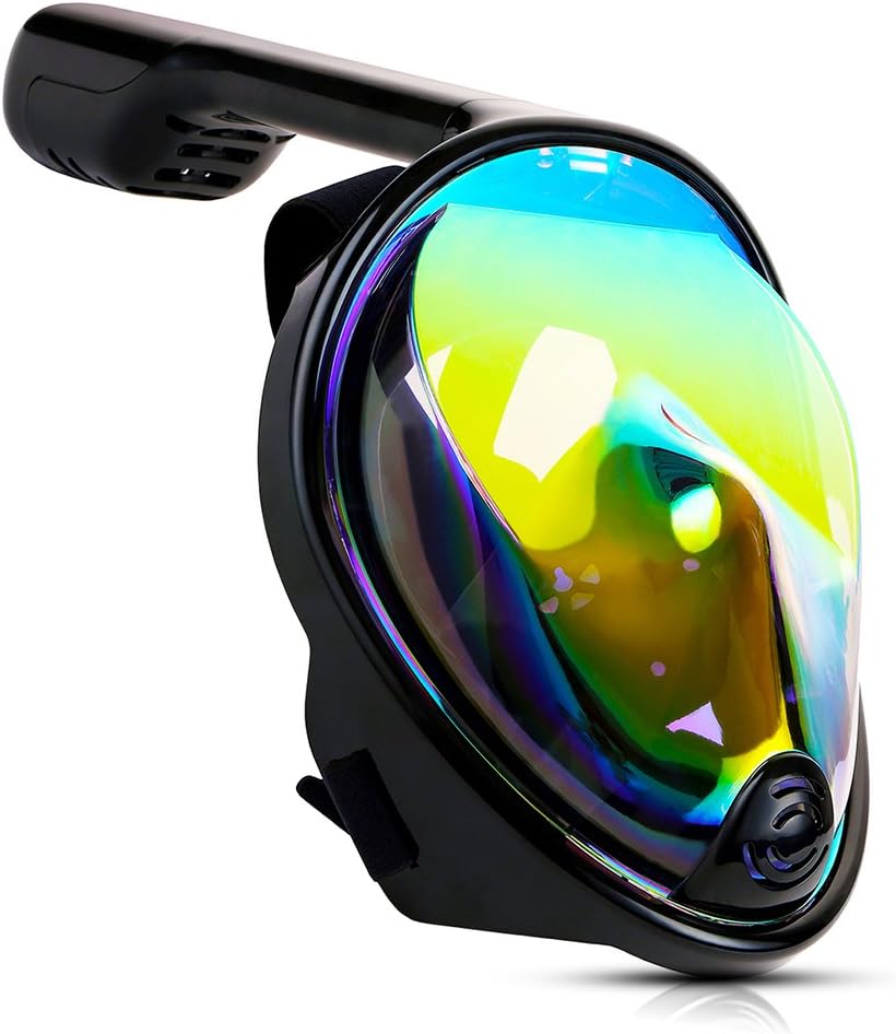YASHALY Snorkel Mask, 180° Full Face Diving Mask Anti-Fog Anti-Leak Swimming Snorkel Scuba Underwater Mask (S/M)
