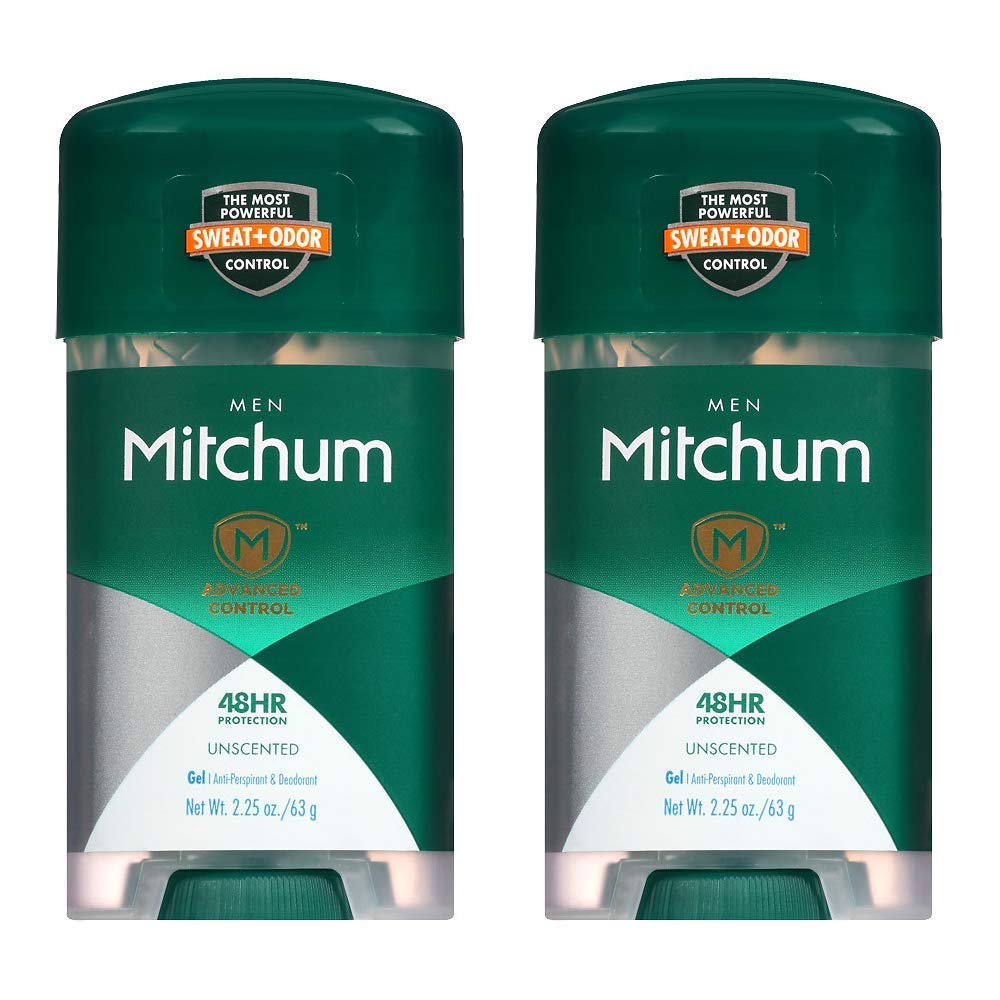 MitchumClear Gel Anti-Perspirant & Deodorant, Unscented for Men, 2.25 Oz (2 Pack)