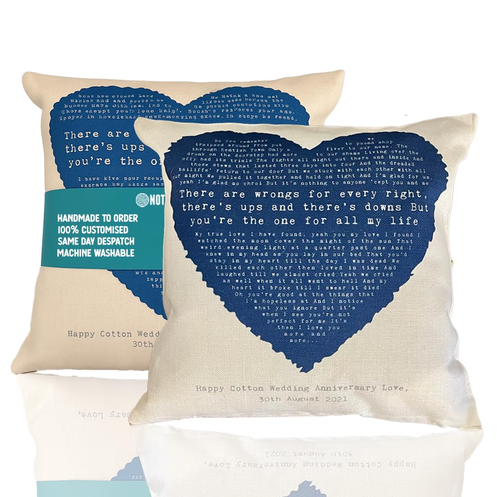 Not Just A Print Multicolour Personalised Heart Design Pillow Cushion Add Favourite Song Lyrics Or Wedding Vow Within A Heart Design | 2Nd Idea (Any Song Lyrics, Vows, Poem, Speech)