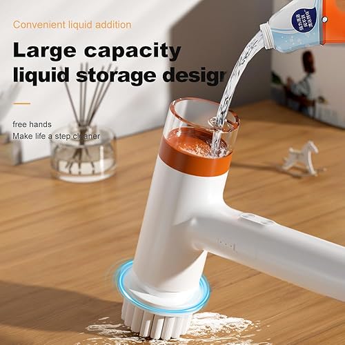 Miniatura 2 de Limpiador eléctrico giratorio con caja de almacenamiento de líquidos, limpiador eléctrico de ducha, limpiador de azulejos extensible multiusos,