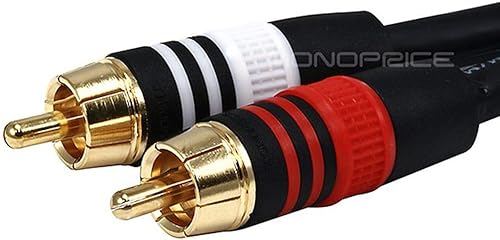 Miniatura 2 de Monoprice Cable de audio estéreo macho prémium a 2 RCA macho, chapado en oro, 22 AWG, 3 pies, negro