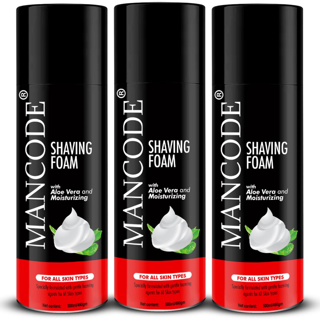 MAN CODE Shaving Foam For Men - 500Ml Shave Foam With Aloe Vera & Moisturizing Minimizes The Risk Of Nicks, Cuts Razor Burn With Gentle Foaming Agents (Pack Of 3) (B0CB66BTZ5) Amazon Price History, Amazon Price Tracker