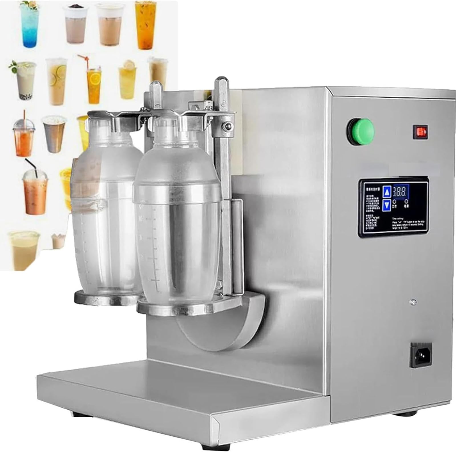 Frullatore Elettrico Professionale, Shaker per Bubble Tea, 2 Doppi Bicchieri da 1000 Ml per Milkshake, Shaker Elettrico per tè al Latte E Cocktail