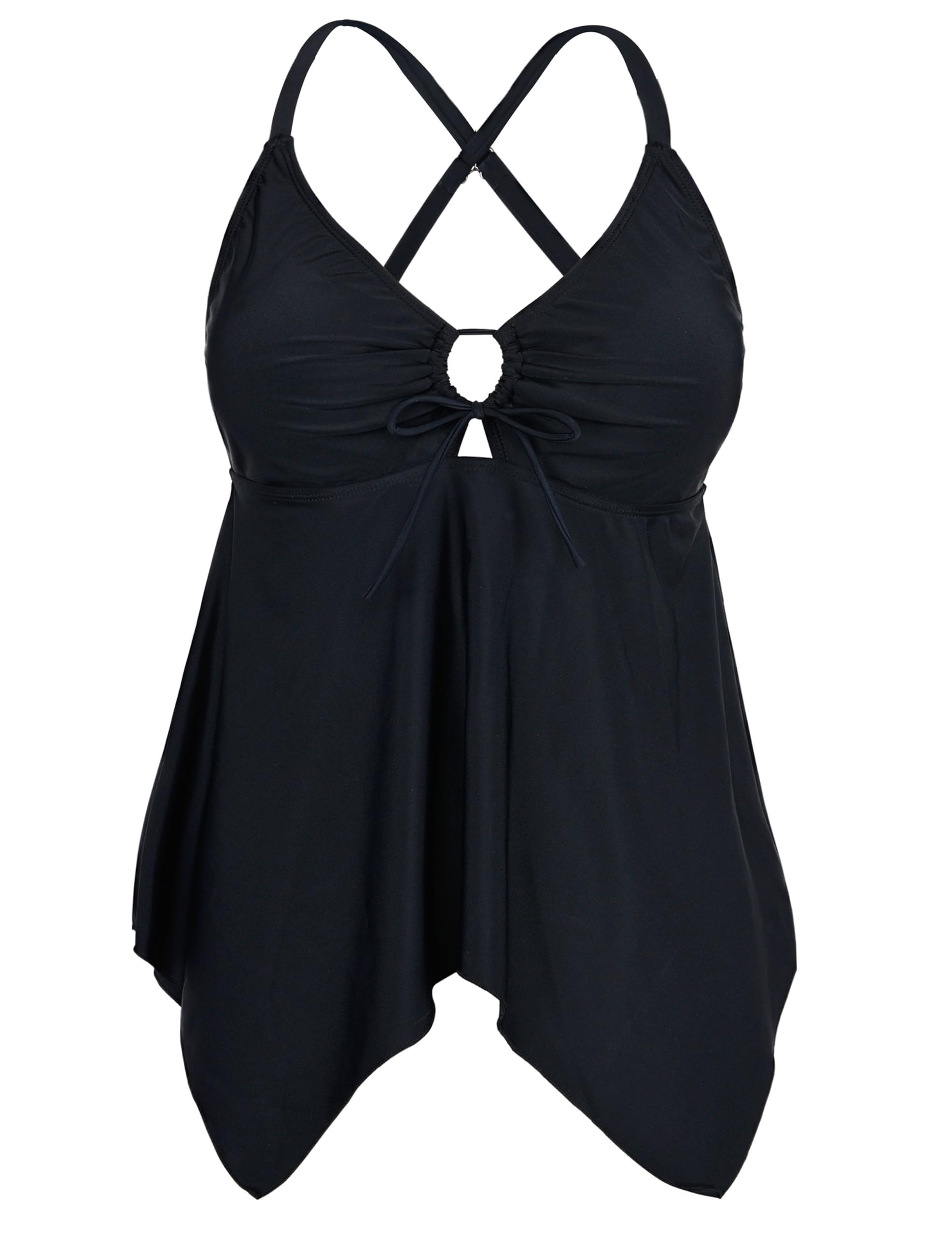 firpearl Women's Tankini Swimsuits Modest Flowy Crossback Plus Size Bathing Suit Top-picture-53