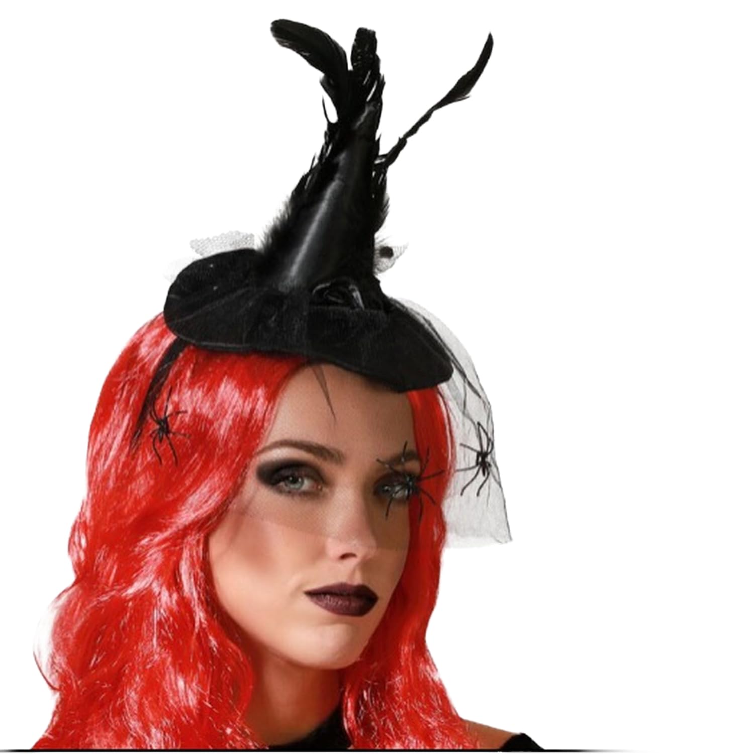 BigBuy Carnival Headband Hat Witch Halloween Feathers