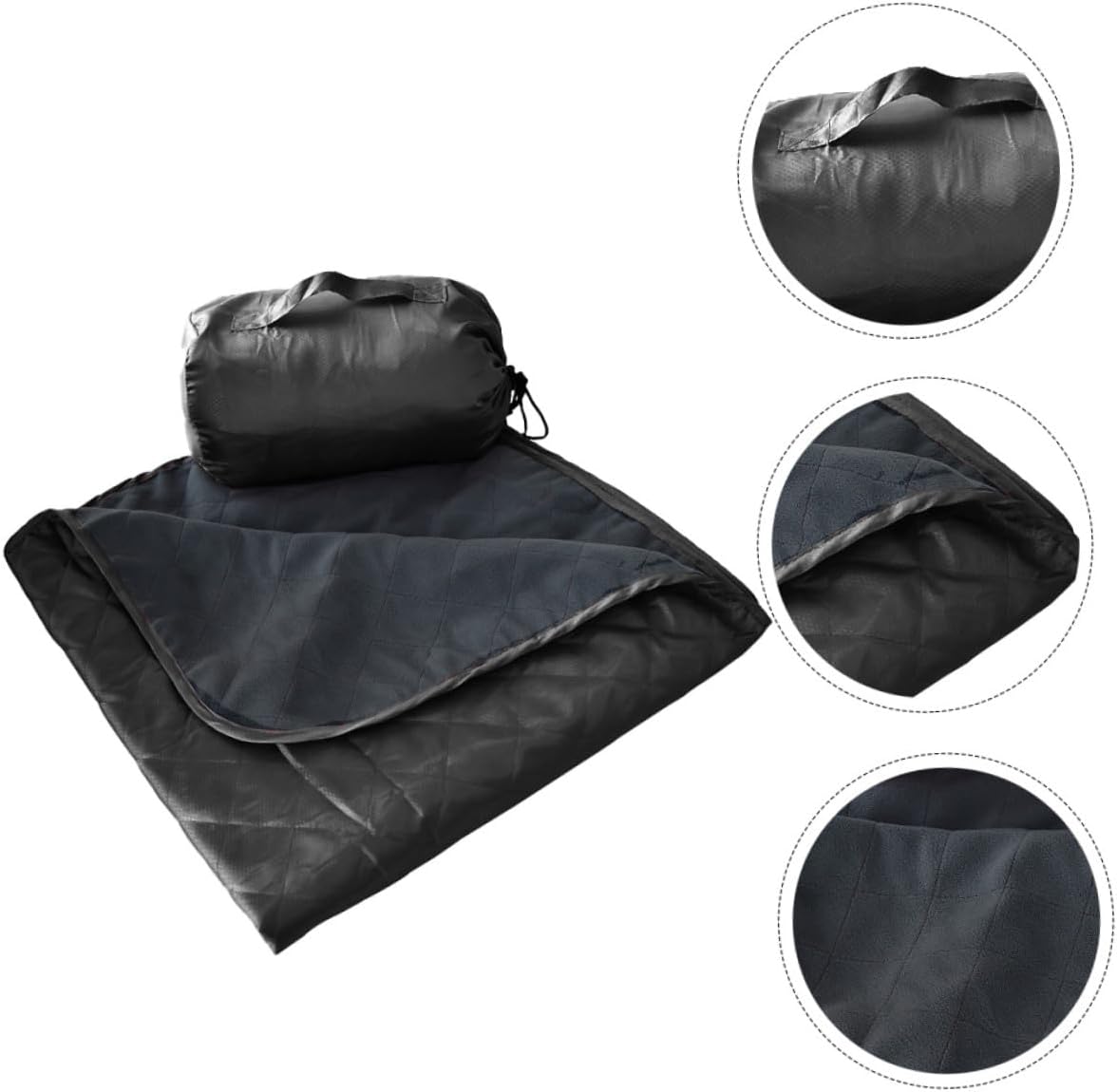 Outdoor Camping Blanket Fleece Nap Blanket Waterproof Picnic Mat Sand Proof Ground Cover Warm Cozy for Hiking and Beach Use in Dark Gray