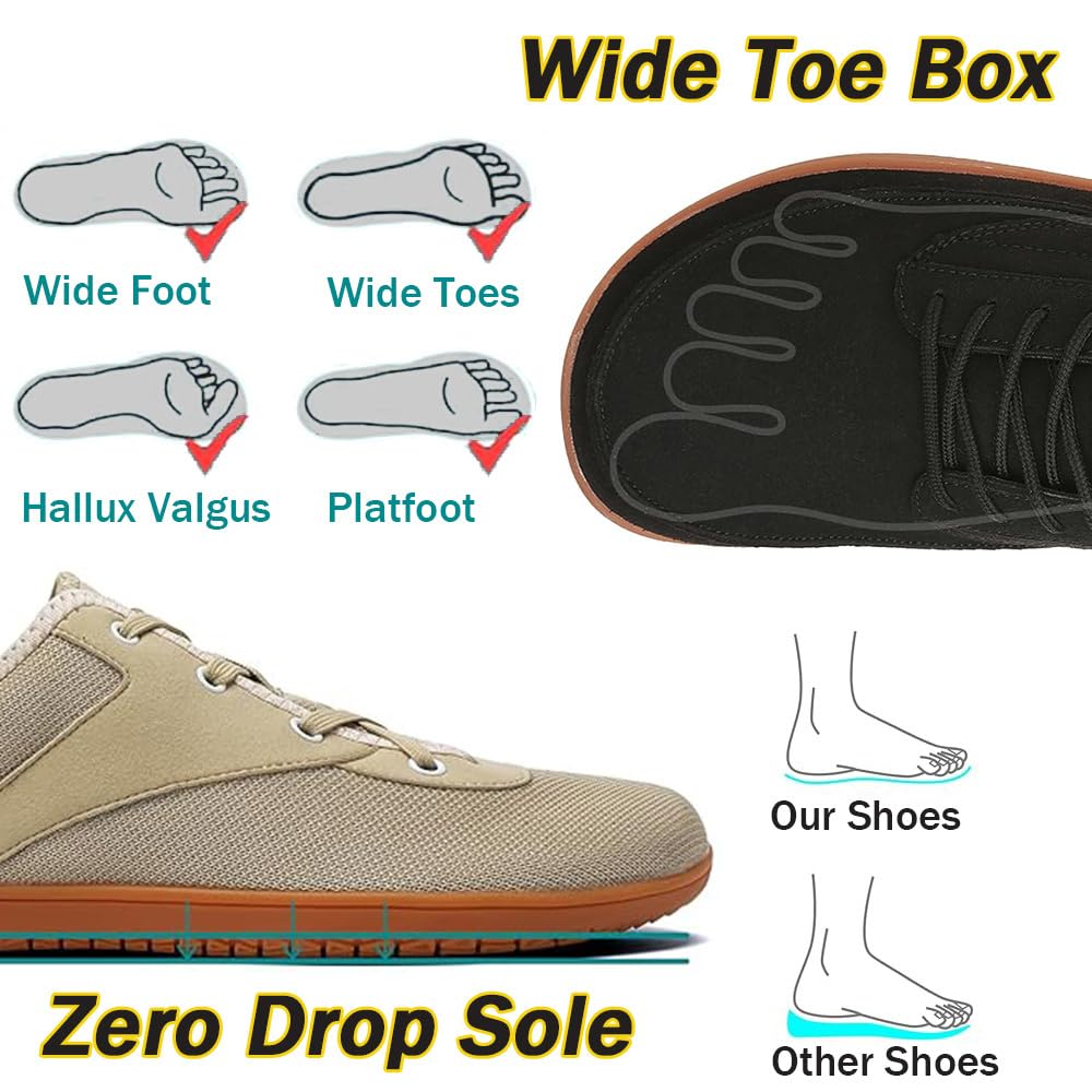 Barefoot Shoes Unisex Scarpe Barefoot Minimaliste Sneakers Uomo Scarpe Palestra Leggere Scarpe a Piedi Nudi con Punta Larga e Suola a Zero Drop Gr.36-47, Scarpe Versatili