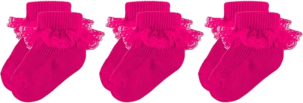 MKYSZLT Baby Girl Ruffle Socks Eyelet Double Lace Turn Cuff Ankle Frilly Dress Socks for Newborn/Infant/Toddler/Little Kids