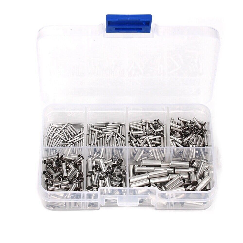 ICXLPMC 600Pcs Copper Tube Naked Cord End 0.5-6mm2 Crimp Terminals Electrical Wire Cable Connector Kit