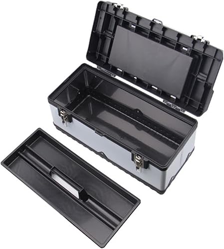 Miniatura 4 de UNNS Caja de herramientas de almacenamiento de herramientas, construcción de acero inoxidable y plástico, bandeja extraíble, organizador de caja de