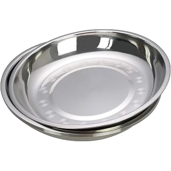 Servierplatte Speiseteller 4er-Set Runde Platte aus Edelstahl