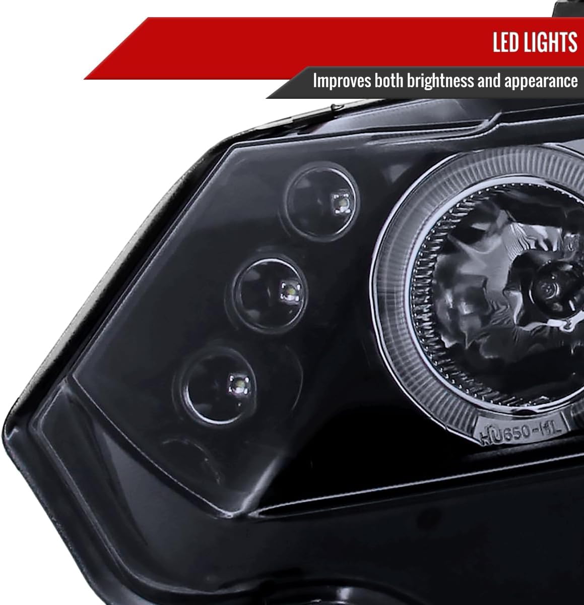 Dual Halo Projector Headlights (Black Housing/Smoke Lens) Made for and Compatible with 2006-2011 Honda Civic Coupe