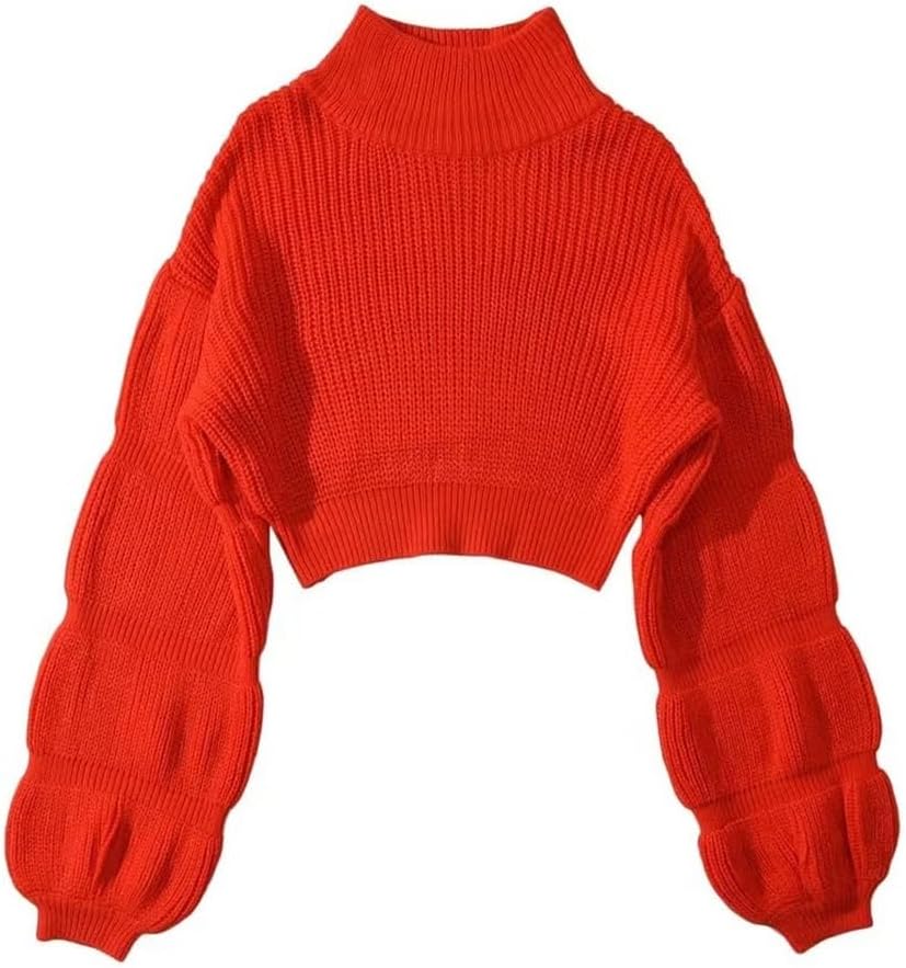 High Neck Bubble Sleeve Thickened Sweater Fall and Winter Lazy Loose Women's Clothing