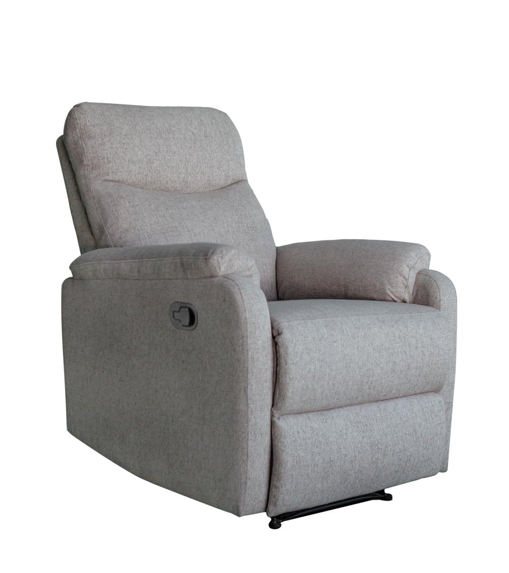 SWEET SOFA® Sillón Relax Zar - Sillón Reclinable de Palanca con Reposapiés, Sofá Individual, Compacto y Elegante, Tapizado en Tejido Gris, Medidas 73x95x101 cm, Fácil Montaje