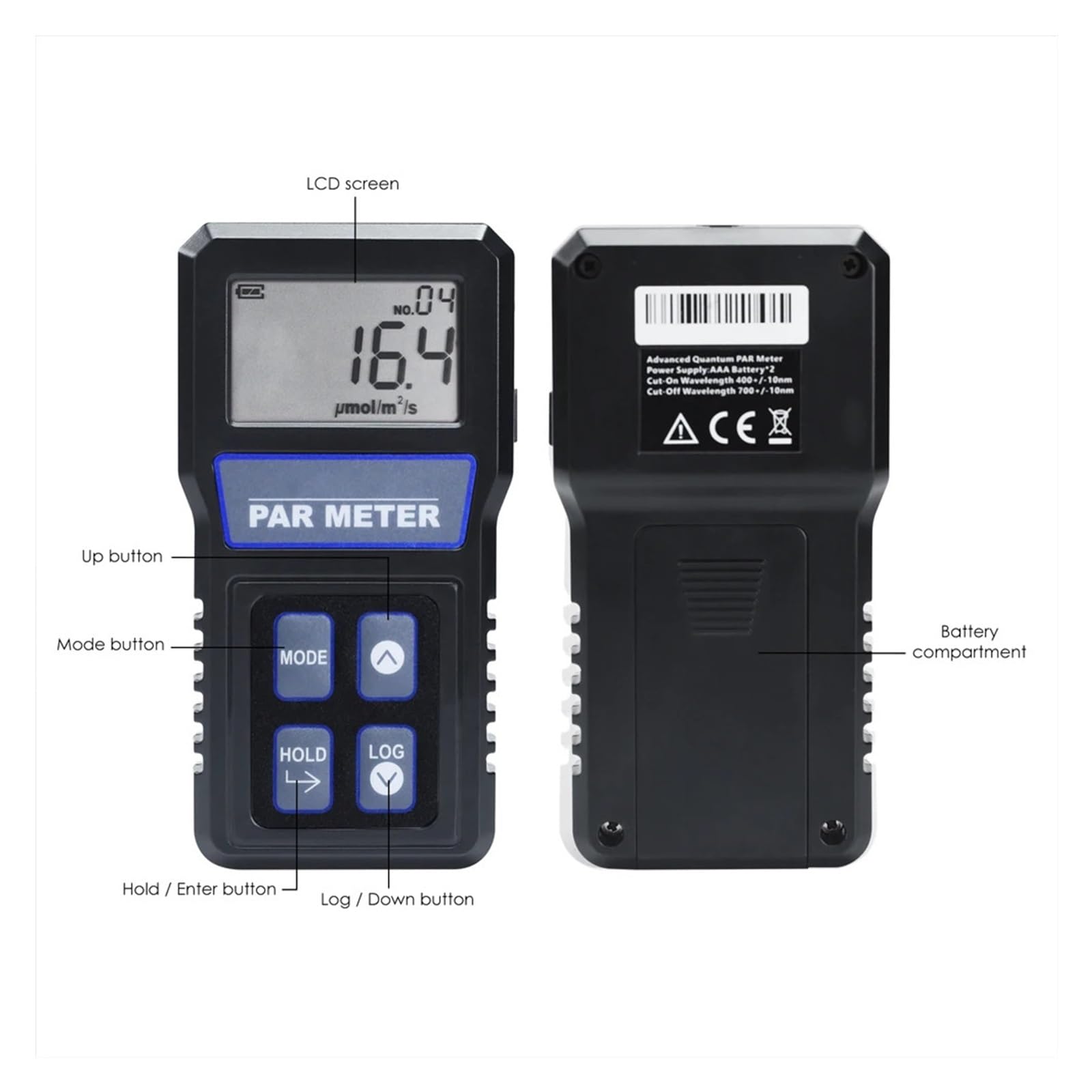 Espectrofotómetro, Medidor PAR Impermeable IP68 For Acuario, Tanque De Arrecife, Probador PPFD Espectro Completo, 400-700nm, Con Poste Telescópico, Medición Bajo El Agua