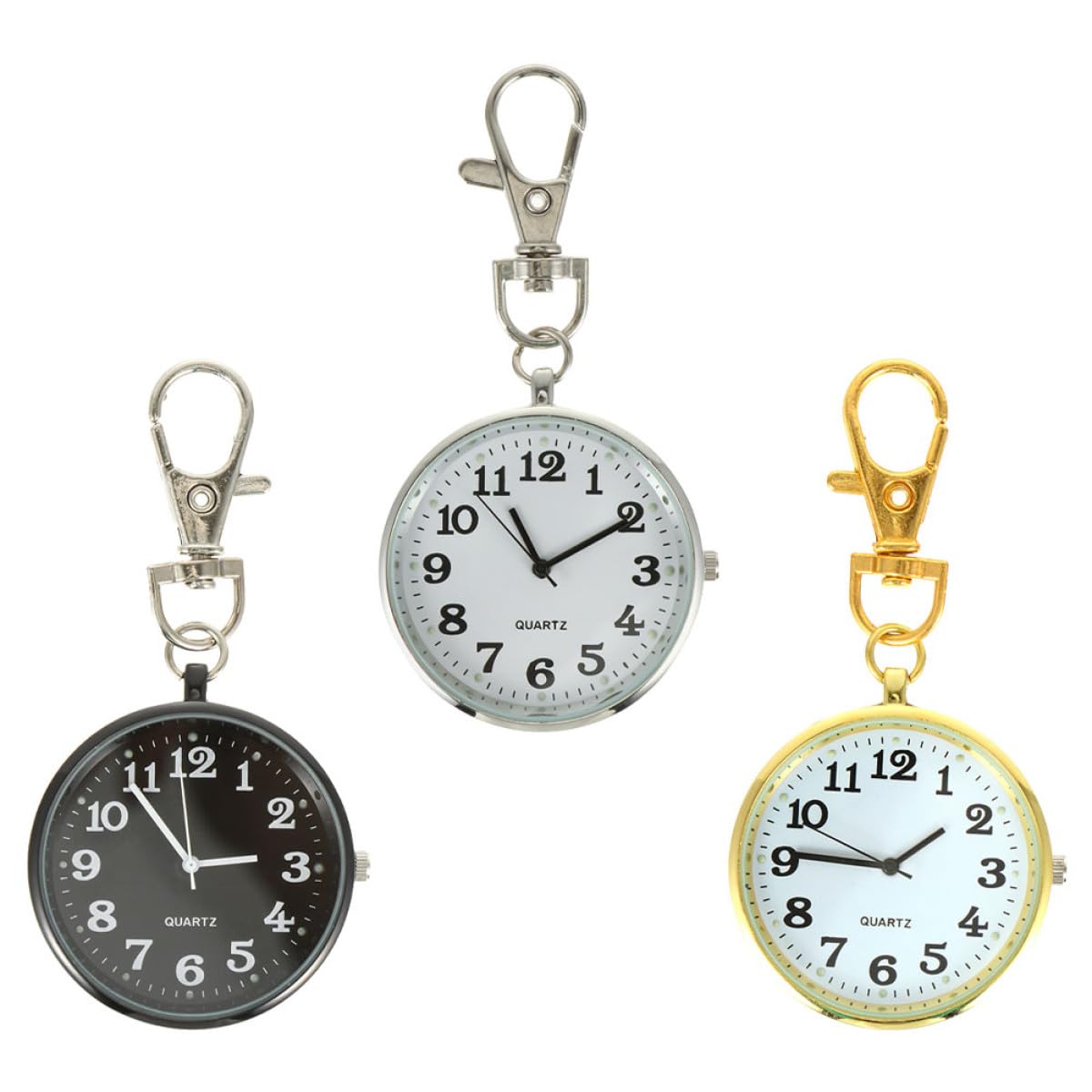 Pack de 3 llaveros reloj de bolsillo de zinc con hebilla ligera para enfermeras 8