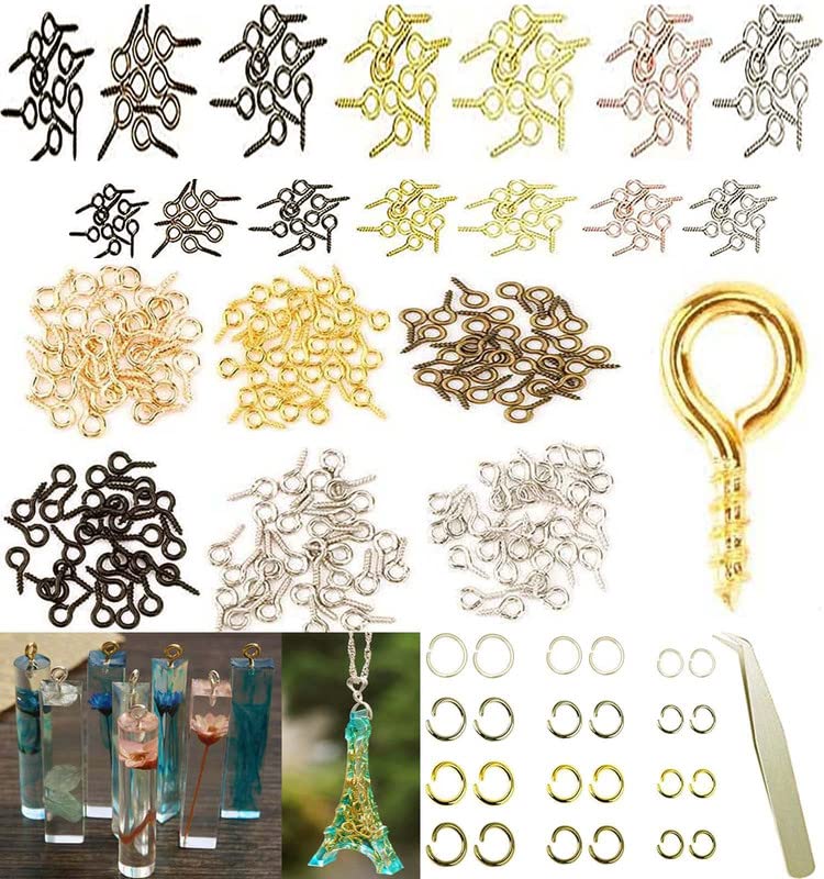 Image of DIY Crafts 450 Pcs Screw Jump Rings, Antique Silver, Swivel Clasps Set Metal Lanyard Snap Hook, Lobster Claw Clasps Keychain Rings Open Rings Eye (450 Pcs Screw Jump Rings, Antique Silver)