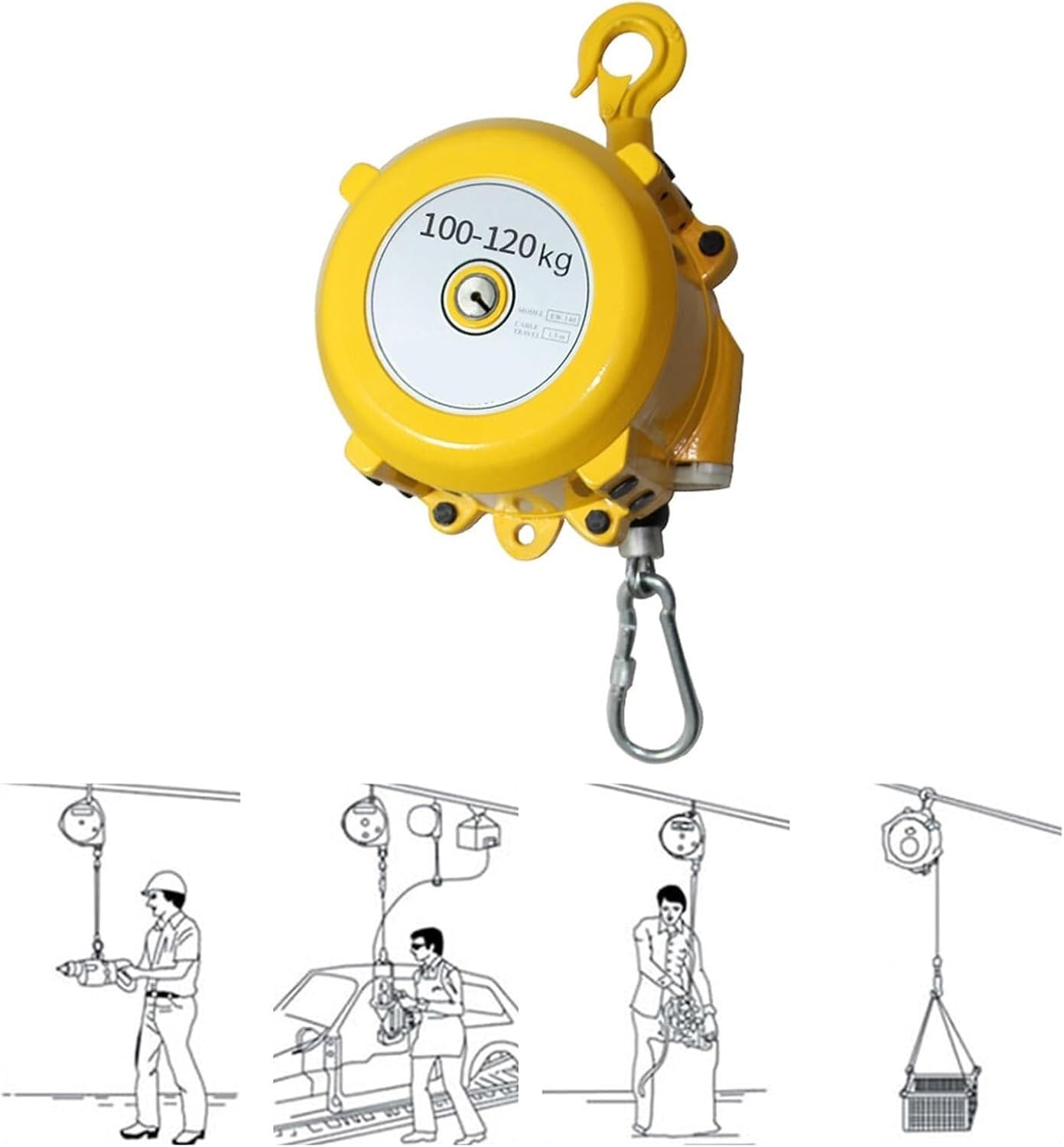 VUIKLCty Spring Balancer Tool Balancer With Wire Rope And Hook For Workshop And Automotive Equipment (Size : 100-120kg)