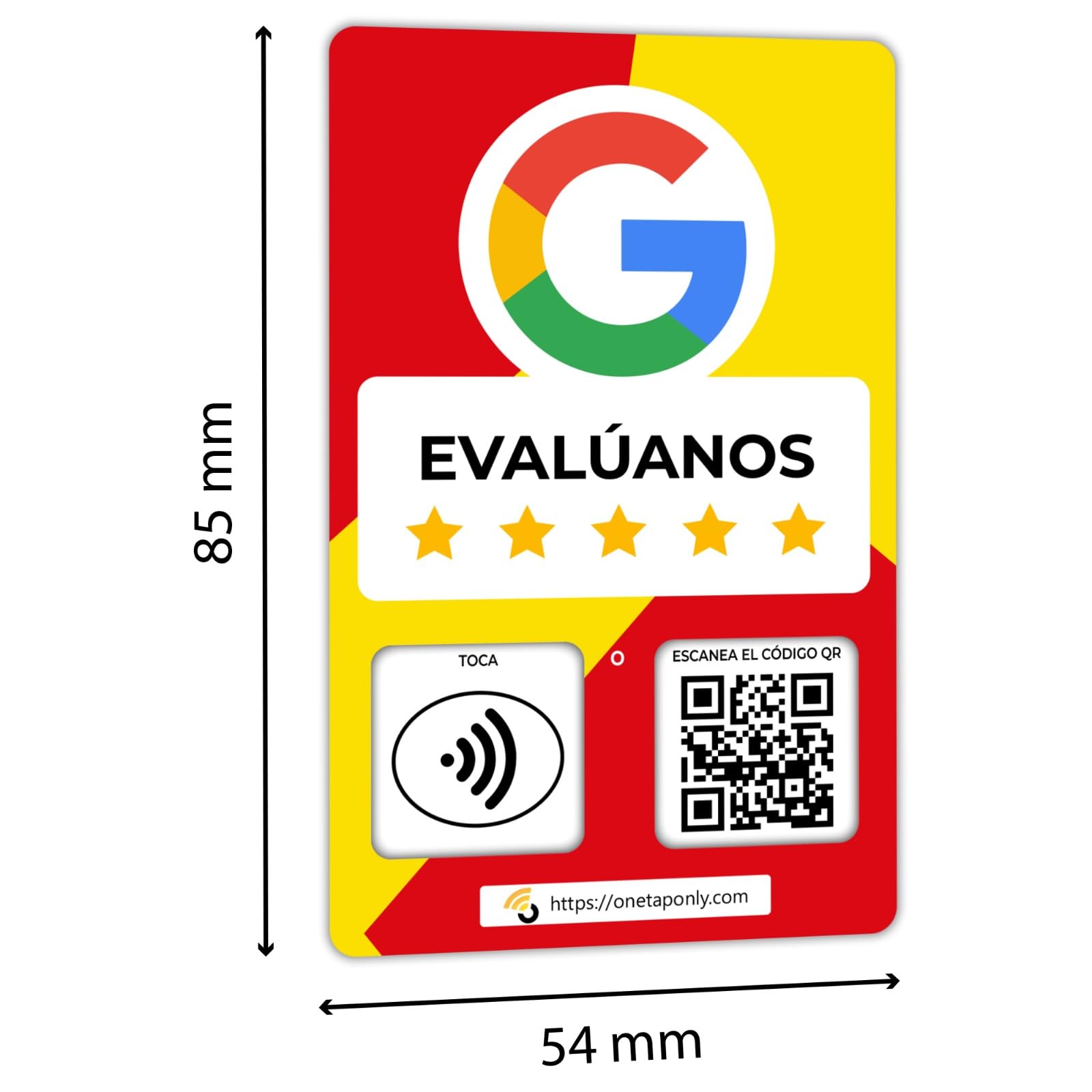Spanish Google Review Cards by One Tap Only, Tap for Instant Reviews, Compatible with All Phones, NFC & QR Smart Tap Reusable - Image 3