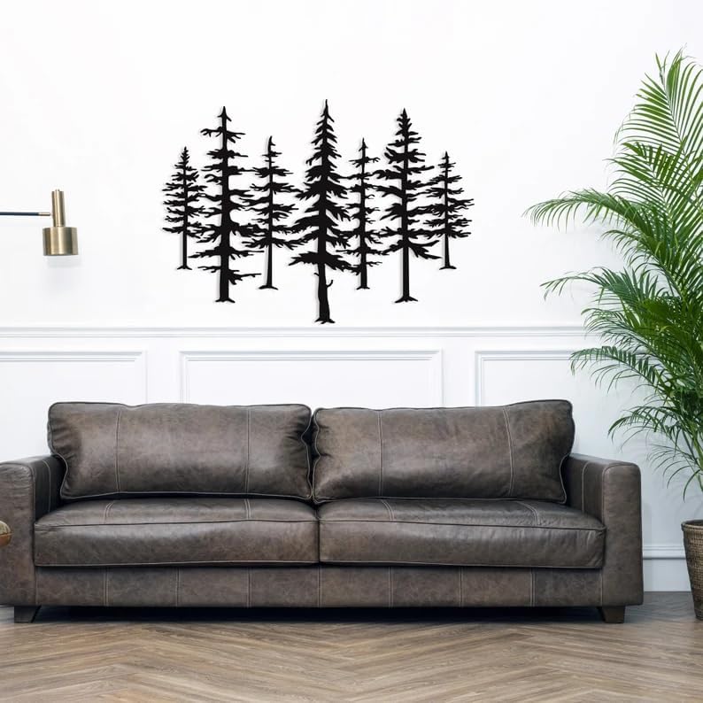 NORTH KAISER-Metal Pine Tree Wall Art-Black