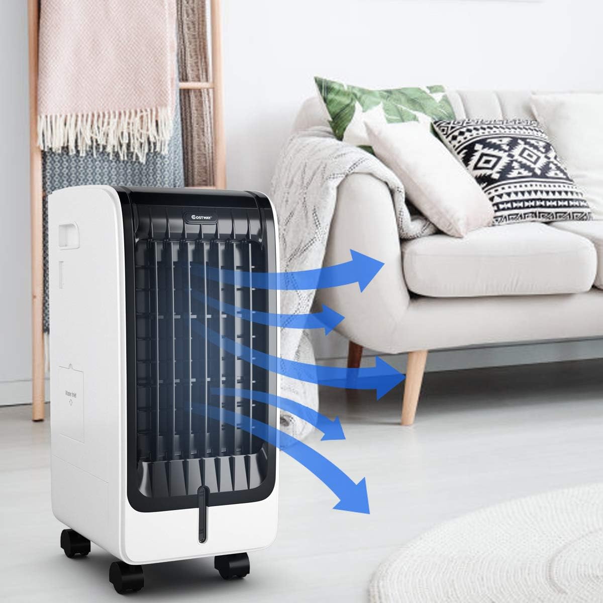 Tech Deals 🔥 COSTWAY Evaporative Cooler, Portable Cooler with Fan & Humidifier, Bladeless Quiet Electric Air Cooler w/Remote Control for Indoor Home Office Dorms