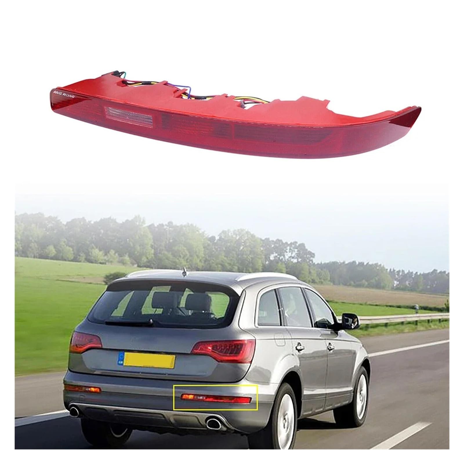 Pasuje do Q7 2006-2015 4L0945096 4L0945095 reflektor tylnego zderzaka światło hamowania cofania lampa przeciwmgielna 4 otwory wymiana kompatybilny(Left)